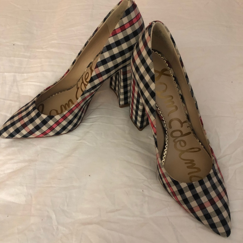 Sam Edelman Halston Plaid Heeled Pump, Size 6